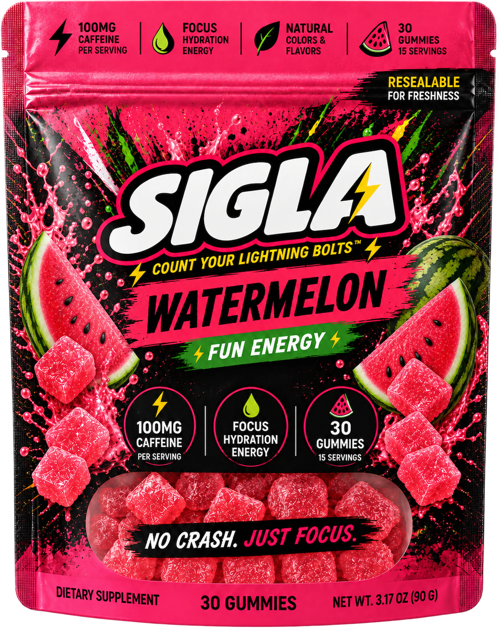 Caffeine Energy Gummies – Watermelon Flavor